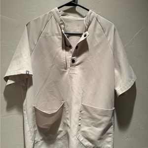 Figs Men's Casual Cream Button Down Shirt